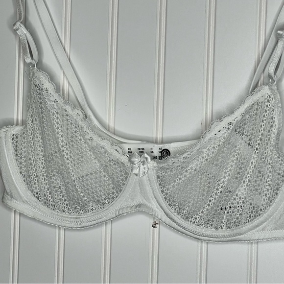 NEW Deyllo Women's Sexy Lace Balconette White See Through Bra Size 36B - Picture 3 of 10